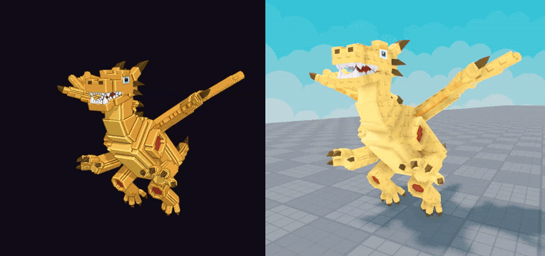 The same animation playing in Blender and in Roblox Studio, in sync